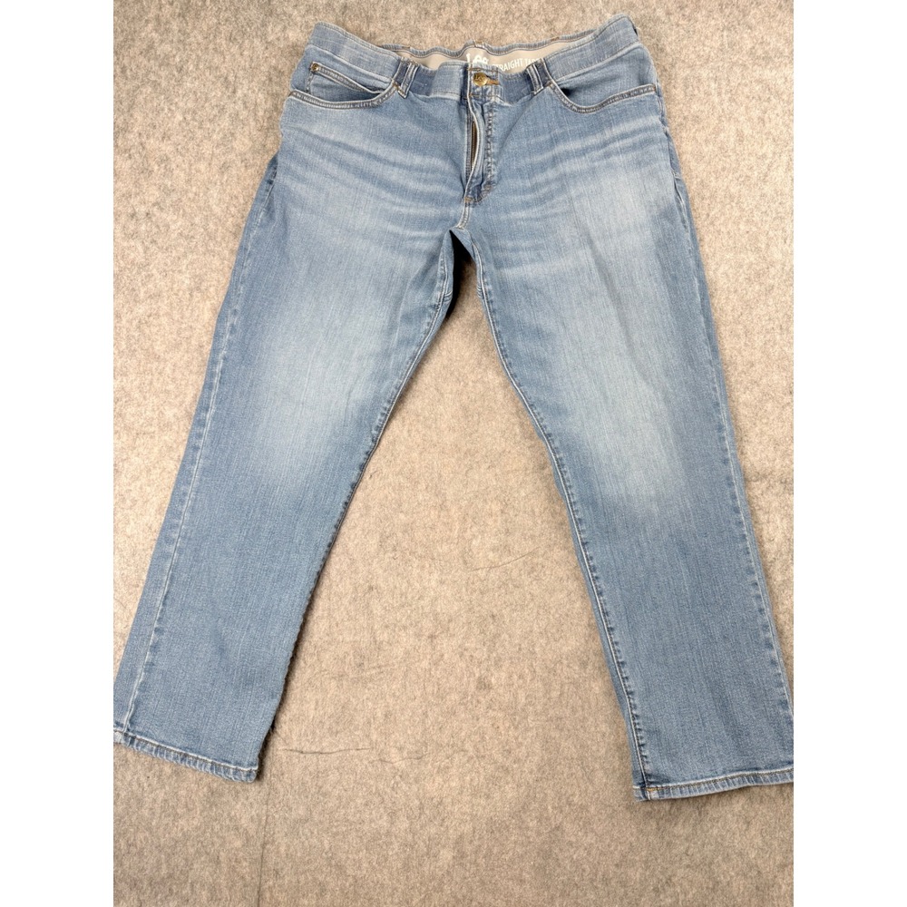 Lee Jeans Straight Taper Men 40x30 Blue Cotton Stretch Classic Casual Denim Pant